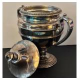 LR - 4-Piece Vintage Silver-Plated Tea Set with Tray and Lidded Sugar Bowl, Moore & Co