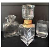 K - Lot of Glass Vases with 2004 Blenko Double Spout Pitcher