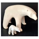 K - Arabia Finland Stoneware Polar Bear Figures, Mother and Baby Set