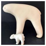 K - Arabia Finland Stoneware Polar Bear Figures, Mother and Baby Set
