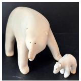 K - Arabia Finland Stoneware Polar Bear Figures, Mother and Baby Set