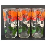 DR - Set of 3 Floral Glasses with 13.5 x 7 in. Rectangular Glass Platter