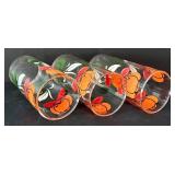 DR - Set of 3 Floral Glasses with 13.5 x 7 in. Rectangular Glass Platter