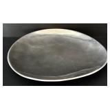 DR - Collection of Metal Kitchenware: Platter, Tiered Dessert Stand, and Cocktail Shaker