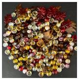 K - Amber Glass Tray with Metal Base and Decorative Glass Beads, 16 Inch