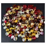 K - Amber Glass Tray with Metal Base and Decorative Glass Beads, 16 Inch