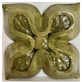 DR - Haeger Green Divided Pottery Platter with Red Center Bowl and Pier One Red Salad Plate