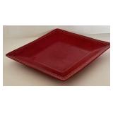 DR - Haeger Green Divided Pottery Platter with Red Center Bowl and Pier One Red Salad Plate