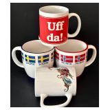 K - Set of 5 Nordic Theme Bergquist Imports Coffee Mugs