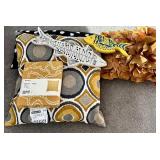 LR - Decor Collection with Pillows, Wooden Painted Fish, and New Pillow Covers