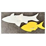 LR - Decor Collection with Pillows, Wooden Painted Fish, and New Pillow Covers