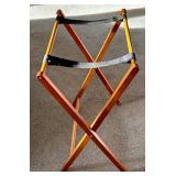LR - Vintage Wooden Folding Luggage Stand with Straps