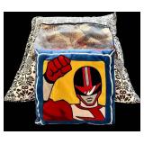 LR - Set of 2 Throw Pillows with Cartoon and Floral Designs and 1 Goose-Themed Pillow Cover