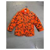 Warm Orange camo coat, fur collar MEDIUM