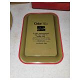 Coke Lot- cards, small trays, wood crate, lunch bag
