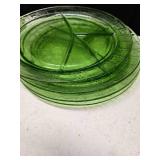 Uranium Dinner plates Dancing girl Set of 4 and 2 small uranium plates