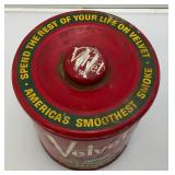 Vintage Velevet Tobacco Tin With Pipes