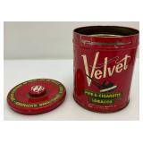Vintage Velevet Tobacco Tin With Pipes