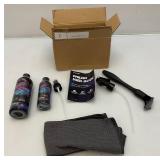 Misc. Cleaning Supplies Including Diposable Suits, Heavy Duty Heat Resistant Gloves and More