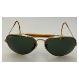Est. $225.00 - $500.00 Vintage B & L RAY-BAN Aviator Sunglasses Gold Green with Original Case