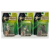 2001 STAR WARSS Clone Wars R3-T7, Zam Wessell And Clone Trooper Action Figures (New Old Stock)
