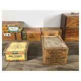 Lot of Vintage Wooden Boxes & Cigar Boxes  - see description for more info