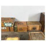 Lot of Vintage Wooden Boxes & Cigar Boxes  - see description for more info