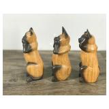 Lot of 3 Hand Carved Cats
