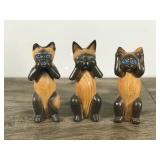 Lot of 3 Hand Carved Cats