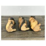 Lot of 3 Hand Carved Cats