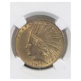 1911 $10 Dollar Indian Gold Eagle Coin NGC MS62