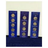 3 - Cards of One Dollar Presidential Coins  - 12 Coins Total