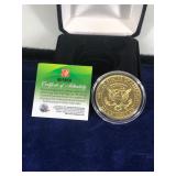 MN Vikings ADRIAN PETERSON Kennedy Half Dollar Gold Plated US Coin - Uncirculated - COA