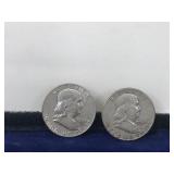 2 - Franklin Silver Half Dollars - see description for more info