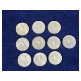 Lot of 10 Washington Silver Quarters - see description for more info
