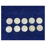Lot of 10 Washington Silver Quarters - see description for more info