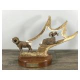 Big Horn Sheep Carved From Moose Antler by Tony Ramer - Wimbledon, ND
