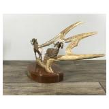 Big Horn Sheep Carved From Moose Antler by Tony Ramer - Wimbledon, ND