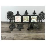 Lot of Vintage Cast Iron Trivets and More