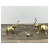 2 Brass Elephant Figurines & 1 Solid Metal Elephant that doesn’t stick to a magnet
