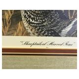 Framed, Signed & Numbered Les C. Kouba Print - “Sharptails at Harvest Time” - 371/2000 AWAG