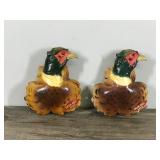 2 - Vintage Grain Belt Beer Chalk-ware Plaster Sign Pheasants