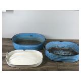 Antique Blue & White Graniteware X-Large Vintage LISK Enamelware Roasting Pan