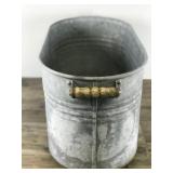 Vintage Galvanized Wash Tub with Wood Handles