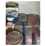 Sports Craft Table Tennis Set - badminton shuttlecocks - 10 badminton rackets - 2 tetherballs - large net