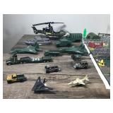 Lot of Military Toys - Army Soldiers Figurines - Large C-130 - Military Jets, Trucks, Helicopters, Battlefield Play Mar and More