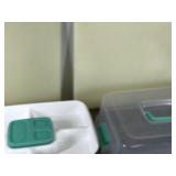 3 - Cutting Boards - Cake Pan with Lid - Rubber Maid Container with Devil Egg Tray