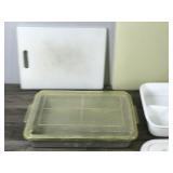 3 - Cutting Boards - Cake Pan with Lid - Rubber Maid Container with Devil Egg Tray