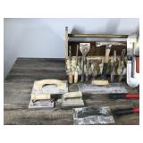 Large Wooden Tool Box with Concrete Tools and Lock Cutter