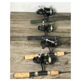 Lot of 9 Ice Fishing Rods and Reels